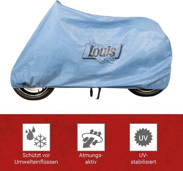 Водонепроникний чохол для мотоцикла Louis Motorrad Sky, дихаючий, з гумкою, сумкою для транспортування, для вулиці, сумісний із ланцюговим замком, синій, розмір M