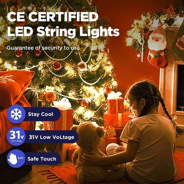 Гірлянда ELKTRY 1000 LED 25 м, теплий білий, водонепроникна, для вулиці та дому, новорічна, з адаптером, 8 режимів, для ялинки, кімнати, саду, балкона