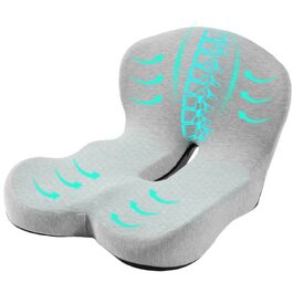 Ортопедична подушка для сидіння з підтримкою спини Urban Deco з піни Memory Foam, чорно-сіра, 1 шт.