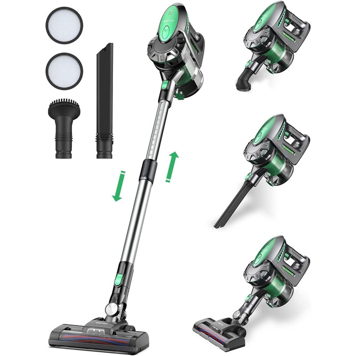 Пилосос Vactidy Blitz V8 бездротовий, 25КПа, знімний акумулятор, до 35 хв роботи, для прибирання шерсті тварин та твердих підлог, зелений