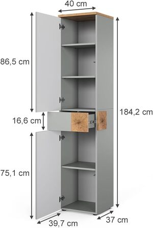 Шафа під умивальник Vicco Eden, 70 x 64.5 см, з 2 шухлядами для ванної кімнати, сіра