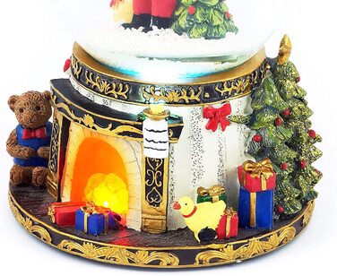 Велика LED снігова куля Wichtelstube-Kollektion з електричним сніговим вихором, музикою та зміною кольорів, блискуча куля для декору