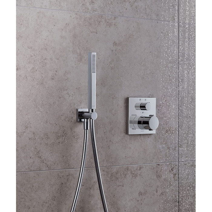 Душова лійка Duravit Universal, квадратна, режим Rain, легке очищення, хромована, без шланга