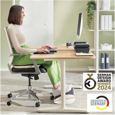 Підставка для ніг Leitz Ergo Cosy, регульована, сіра, 53710089 - для офісу та дому, зменшує біль у спині та плечах
