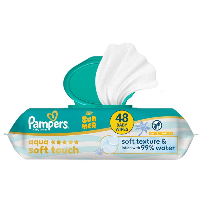 Дитячі вологі серветки Pampers Aqua Soft Touch, 15х60 шт, гіпоалегенні