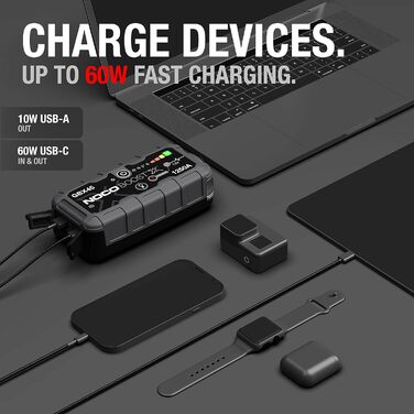 NOCO Boost X GBX45: Портативний пусковий пристрій Powerbank – 1250A, для бензинових двигунів до 6.5L та дизельних до 4.0L