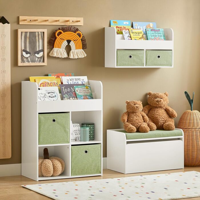 Дитяча іграшкова скриня SoBuy KMB80-W з подушкою, біла, 60x35x34 см - для зберігання іграшок та взуття