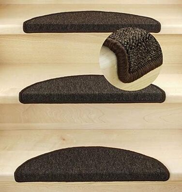 Набір килимків для сходів Metzker, малий формат, 55x15x3,5 см, кава, 15 шт. – для гвинтових і компактних сходів