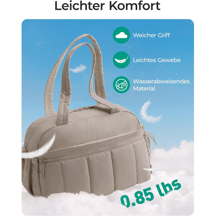 Спортивна сумка-даффл BAGSMART Puffer на 24л для подорожей та тренувань, жіноча сумка-вікенд (колір: верблюжий, розмір S)