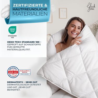 Всесезонна ковдра Glückstoff® 135x200 см, стібана ковдра з м'яким наповнювачем Softtouch для комфортного сну