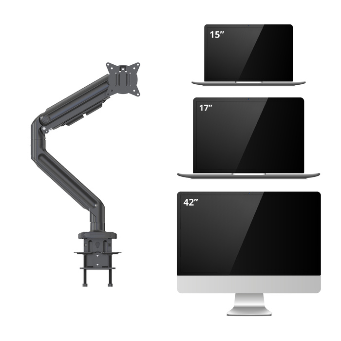 Кронштейн для монітора VM-MG1S (1 рука), 15-42 дюйми, Heavy Duty до 20 кг, чорний, hjh OFFICE