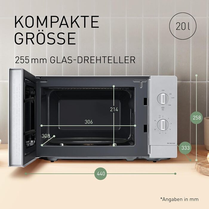 Мікрохвильова піч Panasonic NN-ST21QWEPG 20л, 800 Вт, срібляста - розморожування, 11 програм, LED-дисплей