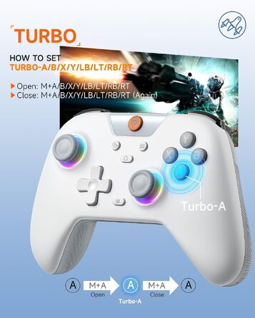 Ігровий бездротовий контролер EasySMX X05 для PC, Nintendo Switch, Steam та Android, RGB-підсвітка, Hall Effect стіки та тригери, Білий