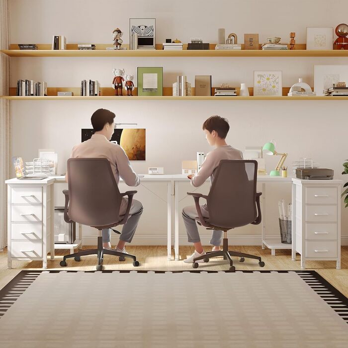 Кутовий письмовий стіл Coleshome L-подібний, 120x70 см, з 4 шухлядами, білий — обернений комп'ютерний стіл для офісу, кабінету та спальні