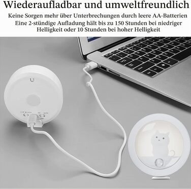 Набір нічників для дітей з датчиком руху (2 шт), акумуляторний USB світильник з 3 режимами роботи, тепле біле світло для дитячої кімнати, спальні та коридору, білий