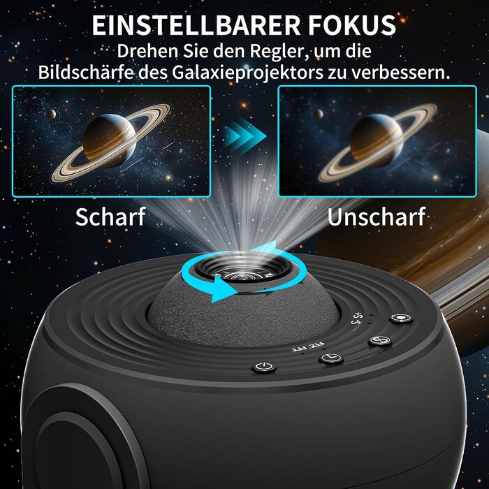 Проектор зоряного неба FlyEagle Galaxy — нічник-проектор зірок на стелю, чорний