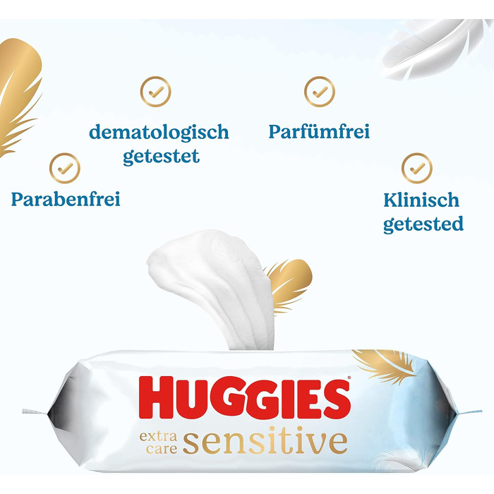 Дитячі вологі серветки Huggies Pure Extra Care Sensitive для чутливої шкіри, 99% чистої води, без віддушок, 8 упаковок по 56 шт (набір на місяць)
