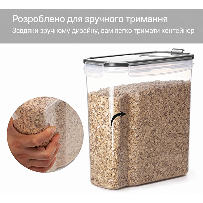 Набір герметичних контейнерів Vtopmart 4 л, 4 шт, для зберігання круп, борошна, цукру, пластикові, BPA Free, з етикетками, чорний