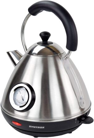 Електрочайник Syntrox Germany WK-2200W-1.7T 2200 Вт 1,7 л нержавіюча сталь з термометром, бездротовий, 360°