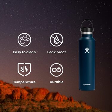 Термобутилка Hydro Flask 709 мл індиго – вакуумна сталева пляшка для води, спортивна, герметична, з кришкою Flex Cap, підходить для посудомийної машини, стандартна шийка