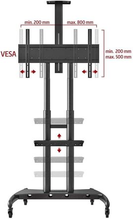 Підставка для телевізора Ergosolid AVA1800, мобільна, поворотна, чорна, 55-80 дюймів