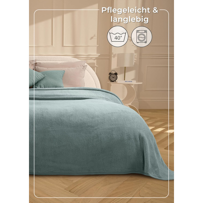 Плед LAYNENBURG Premium з бавовняного міксу, 220x240 см, Евкаліпт. М'який плед-декоративний для дому, дивана та софи. Сертифікат Oeko-Tex 100.
