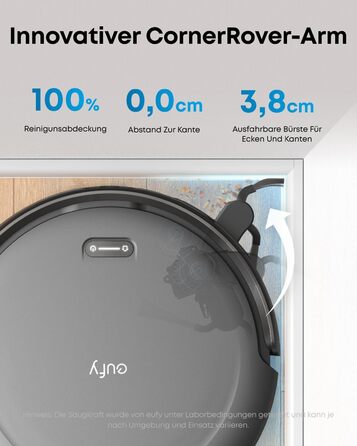 Робот-пилосос eufy C10 з автоматичною станцією самоочищення, 7,3 см, для прибирання килимів, з бічною щіткою для кутів, лазерна та інфрачервона навігація