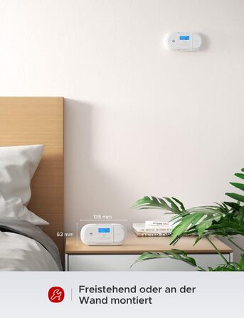 Розумний детектор чадного газу X-Sense XC04-WX з Wi-Fi, сповіщення в реальному часі через додаток, зі змінною батареєю, білий