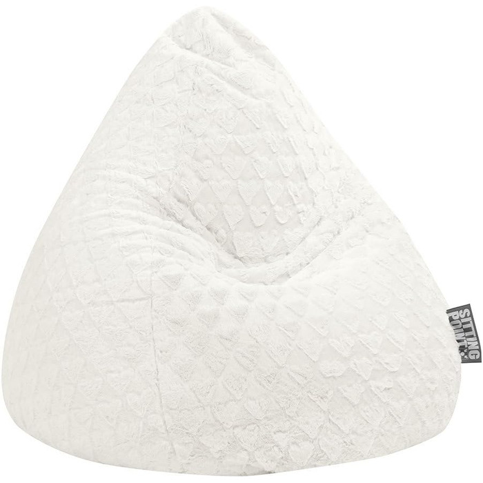 Крісло-мішок Sitting Point FLUFFY HEARTS XL 220 л, білий, 110x90 см