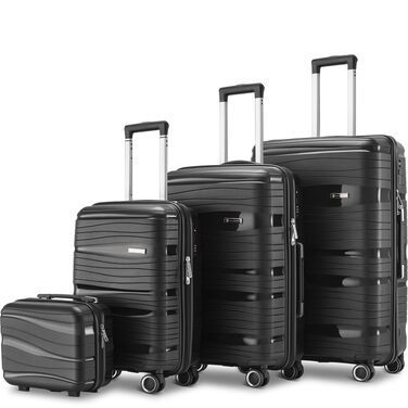 Набір валіз Travel One 4 шт. чорного кольору - полікарбонатний валізу-кейc 32/60/98л, кодовий замок, колеса 360°