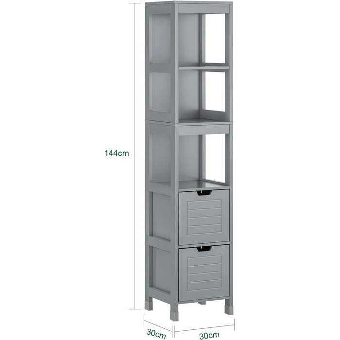 Високий шафа для ванної SoBuy FRG126-SG, темно-сірий, з полицями і ніжками, 30x145x30 см