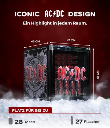 Міні-холодильник °CUBES AC/DC 48 л з скляними дверцятами для напоїв – бар, офіс, геймінг | Тихий та енергоефективний