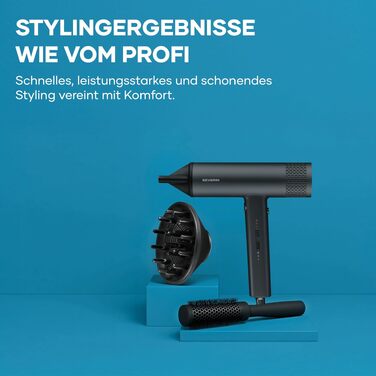 Іонізуючий фен для волосся Severin S-Style Speed Pro HT 0171 з BLDC-мотором, дифузором та концентратором, 2000 Вт, матовий чорний