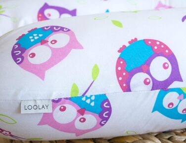 Подушка для вагітних LOOLAY - подушка для годування - подушка для сну на боці, 100% бавовна, знімний чохол, подушка для вагітних (сіра) (190 см, Сова Біла)