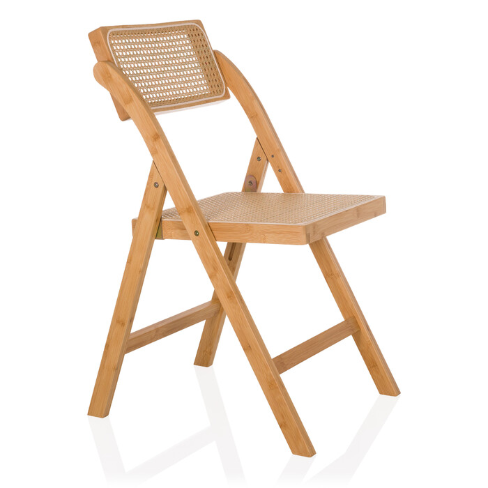 Складане обіднє крісло TUDELA BAMBOO з бамбука та ротанга, коричневе, hjh LIVING