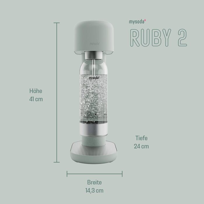 Сифон для газування води Mysoda Ruby 2, алюмінієвий корпус, пляшка 1 л, колір Pigeon (без балона CO2)