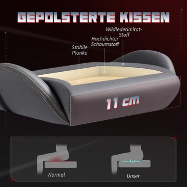 Ігрове крісло HOMCOM з ергономічною підтримкою спини та 3D-підлокітниками, регульоване, з м'якою спинкою та поперековою підтримкою, коліщатками, сірого кольору