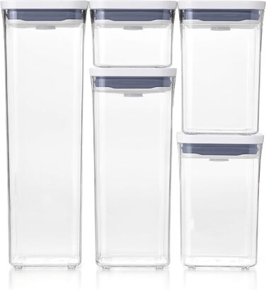 Набір контейнерів OXO Good Grips Pop, 5 шт, пластикові, білі, для зберігання продуктів