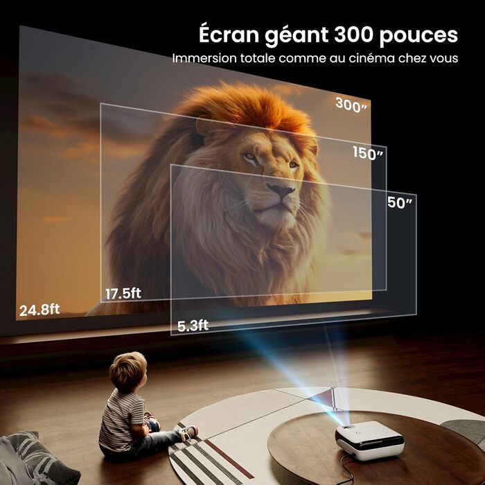 Портативний проєктор HAPPRUN Mini Beamer 4K з Bluetooth та Google TV: 4K, Full HD, HDMI, USB, AV, для кінотеатру вдома