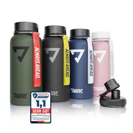 Термозбуля ABOVE з нержавіючої сталі 1л, вакуумний термос для спорту та outdoor, чорна, BPA-free, зберігає тепло до 12г та холод до 24г, герметична