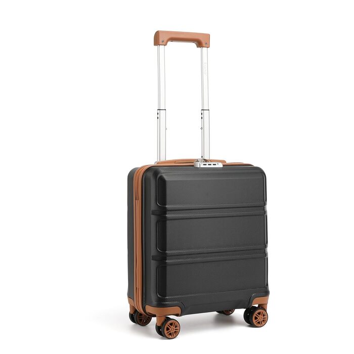 Валіза для ручної поклажі KONO (ABS+PC), жорстка Kabinenkoffer 52x38x21 см для Lufthansa, Eurowings, EasyJet, легка дорожня валіза з колесами та TSA замком, чорно-коричнева