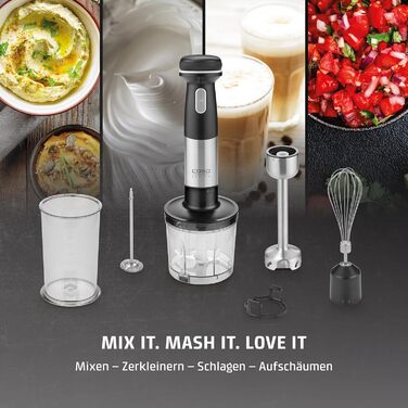 CASO Click & Mix: Бездротовий міксер з акумулятором для тіста, збитих вершків та соусів. 8 швидкостей (600-1200 об/хв)