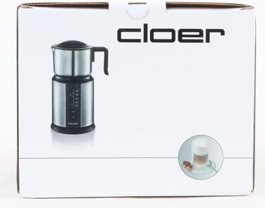 Індукційний спінювач молока Cloer XL800, 600 мл, для капучино, гарячий шоколад, електронне керування, 500 Вт, магнітна спіраль, сталевий глечик, підходить для посудомийки