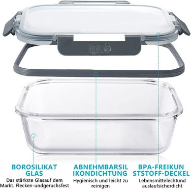 Набір скляних контейнерів для їжі Igluu Meal Prep (10 шт) — 370 мл та 1050 мл, герметичні ланч-бокси для зберігання продуктів