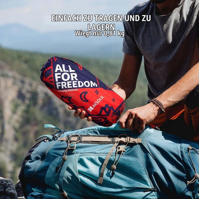 Самонадувний кемпінговий килимок AKSOUL Outdoor: ультралегкий термо-матрац для намету та трекінгу з подушкою, 10 см, армійний зелений