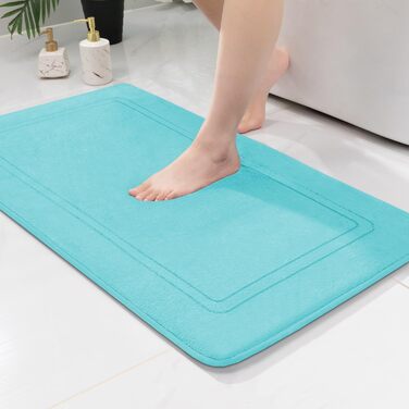 Килимок для ванної кімнати Chakme, антиковзаючий, 60x90 см, блакитно-зелений
