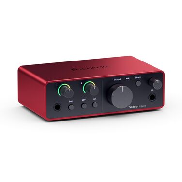 Focusrite Scarlett Solo 4 (4th Gen) USB аудіоінтерфейс для гітаристів, вокалістів та продюсерів - студійна якість звуку + ПО