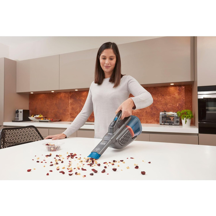 Акумуляторний ручний пилосос BLACK+DECKER Dustbuster BHHV320J, 12В, 25AW, циклонна технологія, без мішка, з висувною щілинною насадкою, титаново-синій