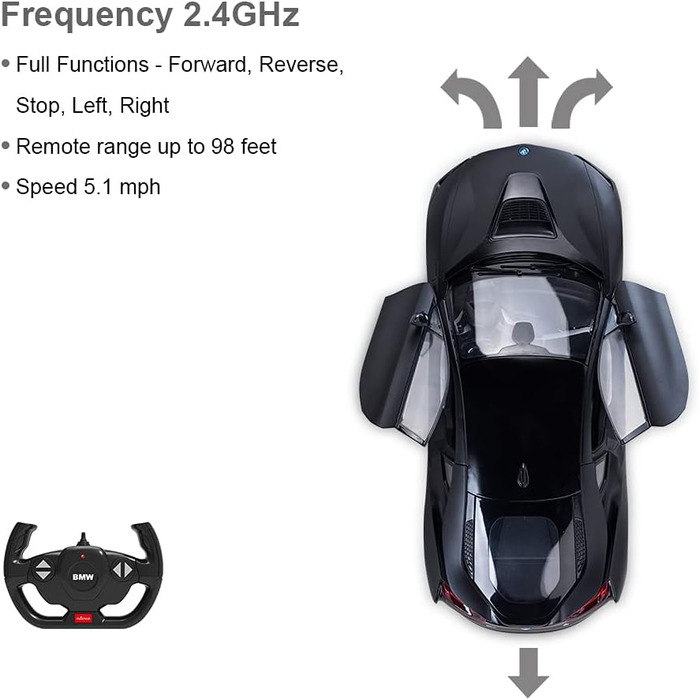 Радіокерований автомобіль Rastar BMW i8 1:14 сріблястий - Модель авто з дистанційним відкриттям дверей