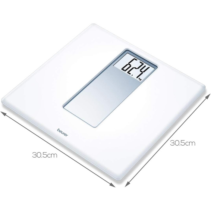 Ваги для людей Beurer PS 160, електронні, LCD-дисплей, великі цифри 4,7 см, вантажопідйомність 180 кг, білий ретро-дизайн